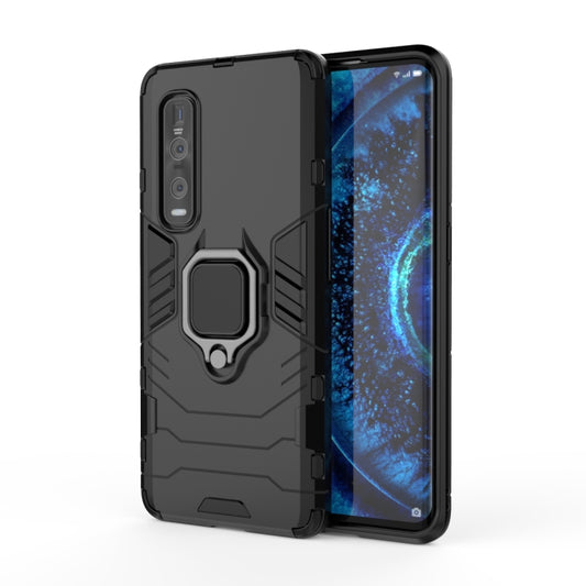 For OPPO Find X2 Pro PC + TPU Shockproof Protective Case with Magnetic Ring Holder(Black) by buy2fix