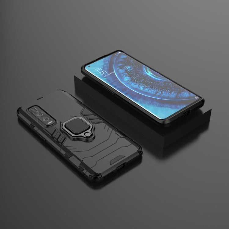 For OPPO Find X2 Pro PC + TPU Shockproof Protective Case with Magnetic Ring Holder(Black) by buy2fix