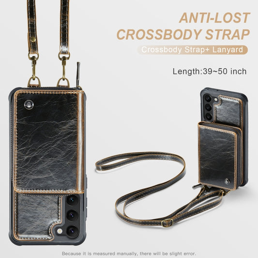 For Samsung Galaxy S23 5G JEEHOOD C22 Series Zipper Wallet Leather Phone Case with Dual Lanyard(Coffee) by JEEHOOD