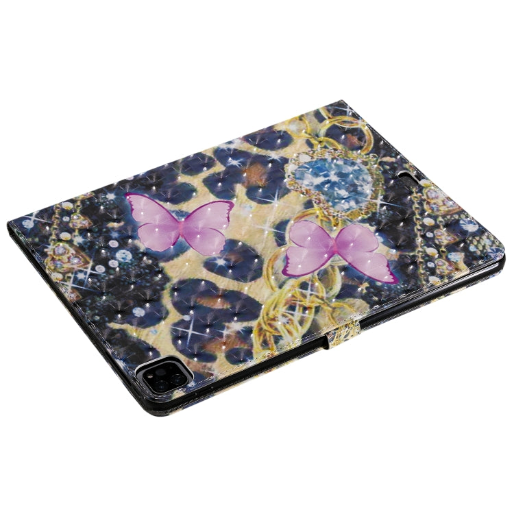 For iPad Pro 12.9 (2020) 3D Colored Drawing Horizontal Flip Leather Tablet Case with Holder & Card Slot & Wallet(Pink Butterfly) - iPad Pro 12.9 (2020) Cases by buy2fix | Online Shopping UK | buy2fix