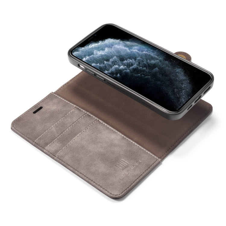 For iPhone 12/12 Pro DG.MING Crazy Horse Texture Detachable Magnetic Leather Case(Grey) by DG.MING