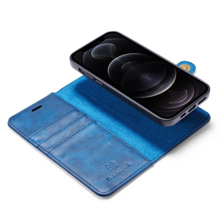 For iPhone 12/12 Pro DG.MING Crazy Horse Texture Detachable Magnetic Leather Case(Blue) by DG.MING