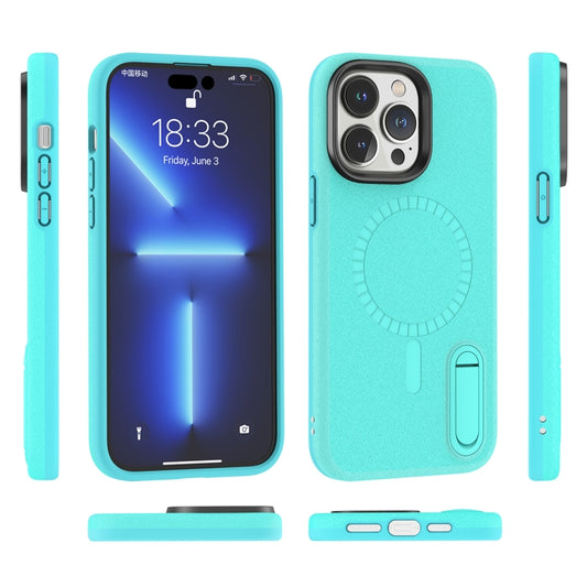 For iPhone 14 Pro Terminator MagSafe Magnetic Holder Phone Case(Mint Green) by buy2fix