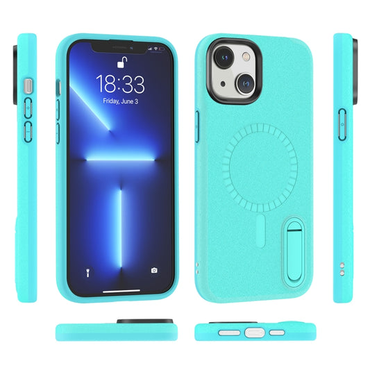 For iPhone 14 Plus Terminator MagSafe Magnetic Holder Phone Case(Mint Green) by buy2fix