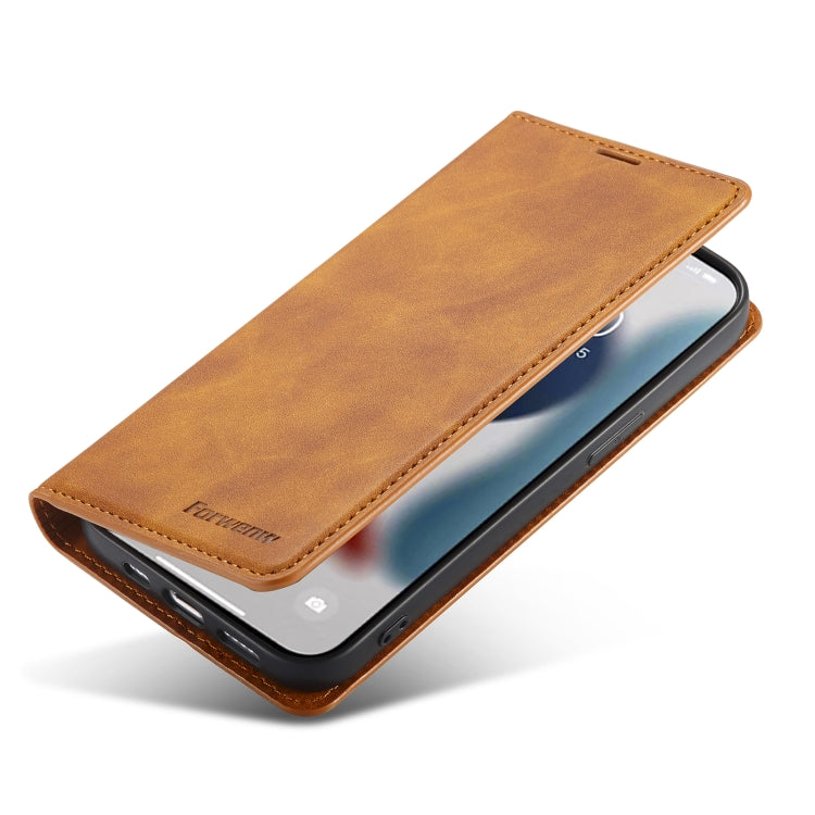 For iPhone 14 Forwenw Dream Series Oil Edge Strong Magnetism Leather Phone Case(Brown) - iPhone 14 Cases by Forwenw | Online Shopping UK | buy2fix