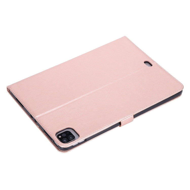 For iPad Pro 11 (2020) Pressed Printing Woman and Cat Pattern Horizontal Flip Leather Tablet Case with Holder & Card Slots & Wallet(Rose Gold) - iPad Pro 11 (2020) Cases by buy2fix | Online Shopping UK | buy2fix