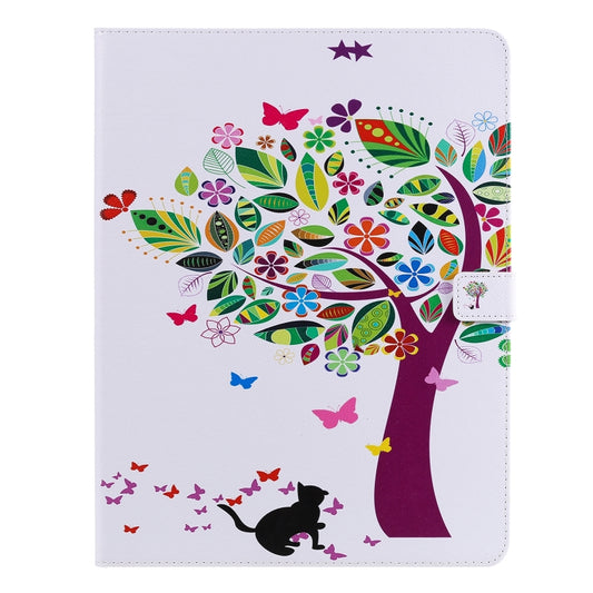 For iPad Pro 12.9 (2020) Colored Drawing Horizontal Flip Leather Tablet Case with Holder & Card Slot & Wallet(Cat and Tree) - iPad Pro 12.9 (2020) Cases by buy2fix | Online Shopping UK | buy2fix