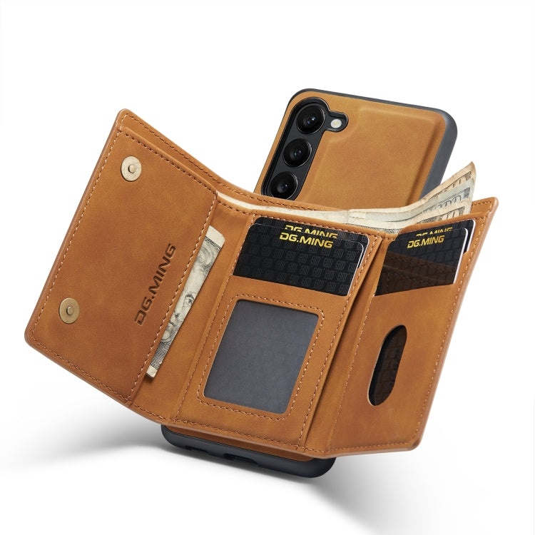For Samsung Galaxy S23 5G DG.MING M1 Series 3-Fold Multi Card Wallet Phone Case(Brown) by DG.MING