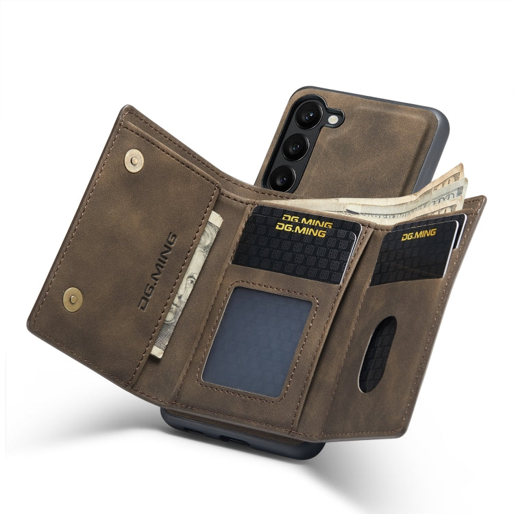 For Samsung Galaxy S23+ 5G DG.MING M1 Series 3-Fold Multi Card Wallet Phone Case(Coffee) by DG.MING