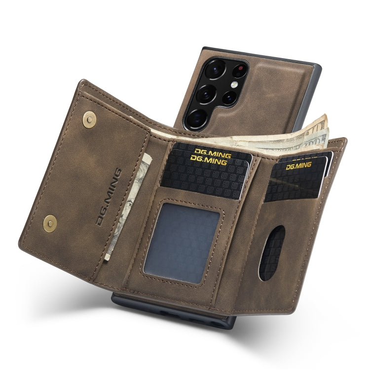 For Samsung Galaxy S23 Ultra 5G DG.MING M1 Series 3-Fold Multi Card Wallet Phone Case(Coffee) by DG.MING