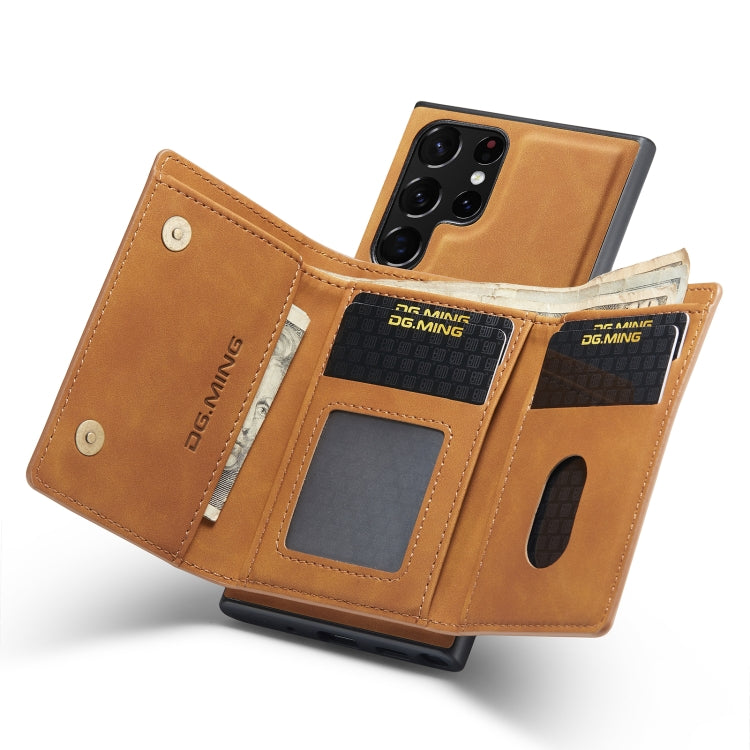 For Samsung Galaxy S23 Ultra 5G DG.MING M1 Series 3-Fold Multi Card Wallet Phone Case(Brown) by DG.MING