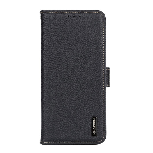 For Sony Xperia 1 IV KHAZNEH Litchi Genuine Leather Phone Case(Black) - Sony Cases by buy2fix | Online Shopping UK | buy2fix
