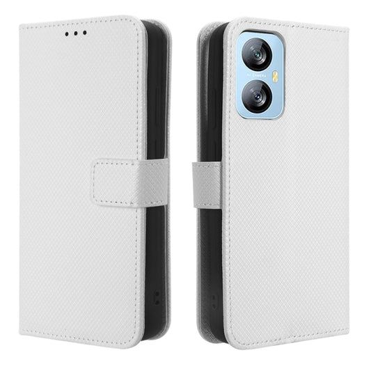 For Blackview A52 Diamond Texture Leather Phone Case(White) by buy2fix
