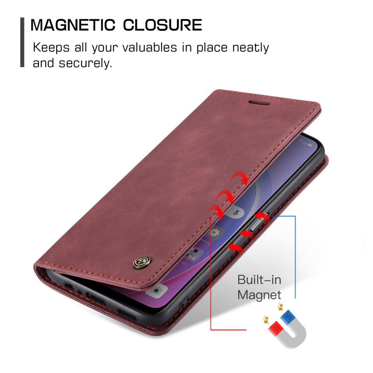 CaseMe 013 Multifunctional Horizontal Flip Leather Phone Case For OPPO A96 4G / A36 4G/A76 4G/K10 4G /Realme 9i 4G (Wine Red) by CaseMe
