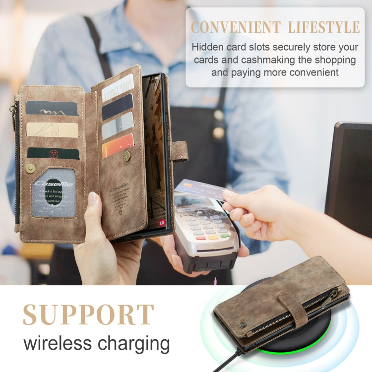 For Samsung Galaxy S23 Ultra 5G CaseMe C30 Multifunctional Leather Phone Case(Brown) by CaseMe