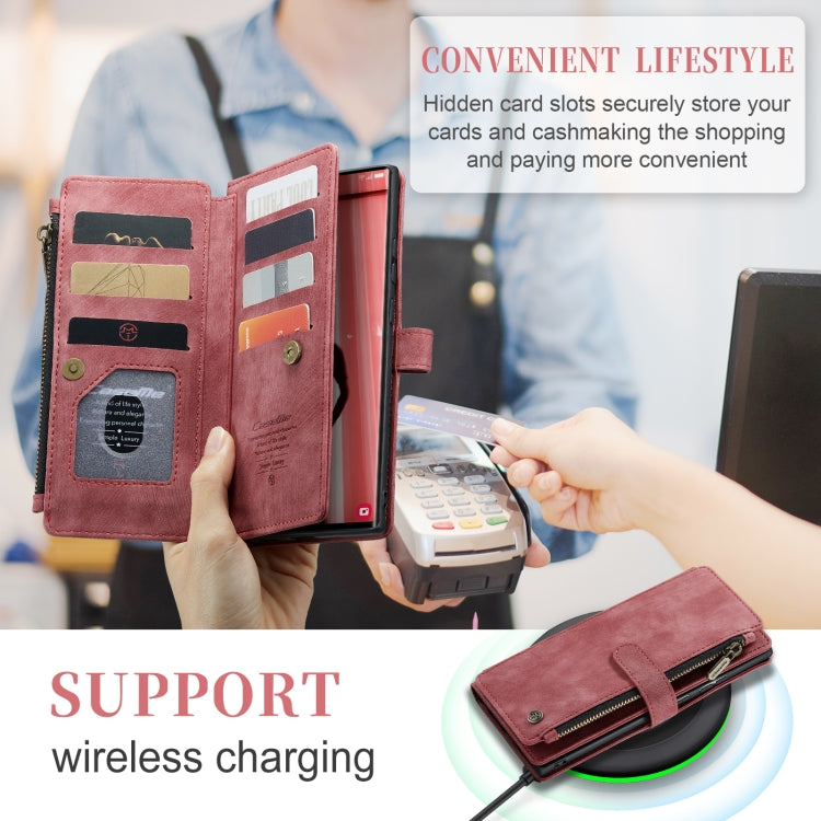 For Samsung Galaxy S23 Ultra 5G CaseMe C30 Multifunctional Leather Phone Case(Red) by CaseMe