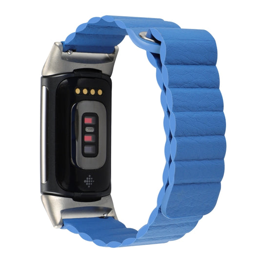For Fitbit Charge 5 Magnetic Loop Leather Watch Band(Sky Blue) by buy2fix
