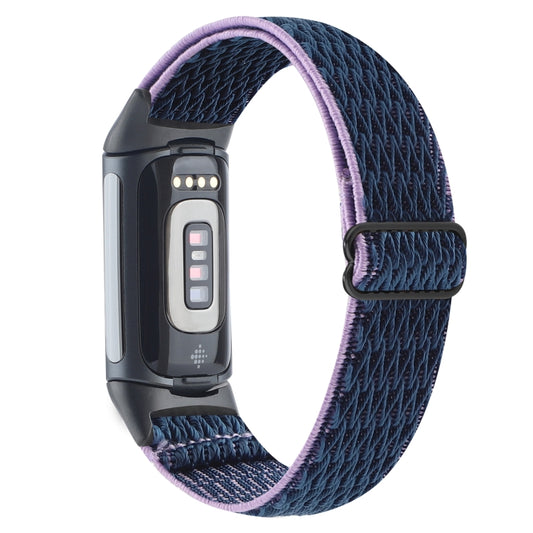 For Fitbit Charge 5 Buckle Wave Braided Nylon Watch Band(Indigo Blue) by buy2fix