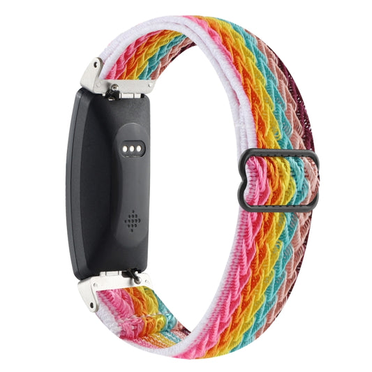 For Fitbit Inspire 2 Buckle Wave Braided Nylon Watch Band(Rainbow) by buy2fix