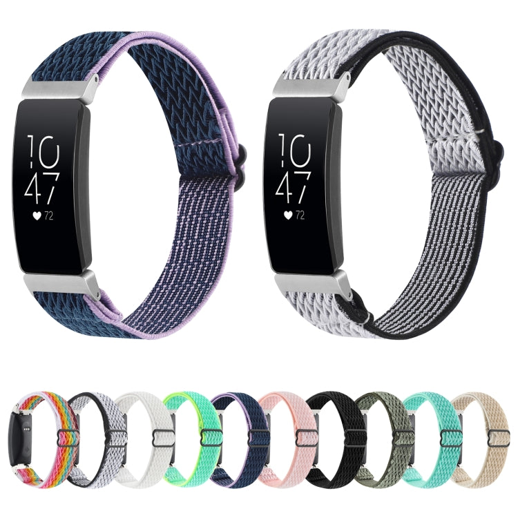 For Fitbit Inspire 2 Buckle Wave Braided Nylon Watch Band(White Black) by buy2fix