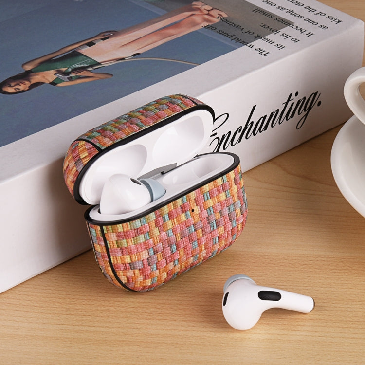 For AirPods Pro 2 PC Woven Leather Skin Earphone Case(Light Yellow) by buy2fix