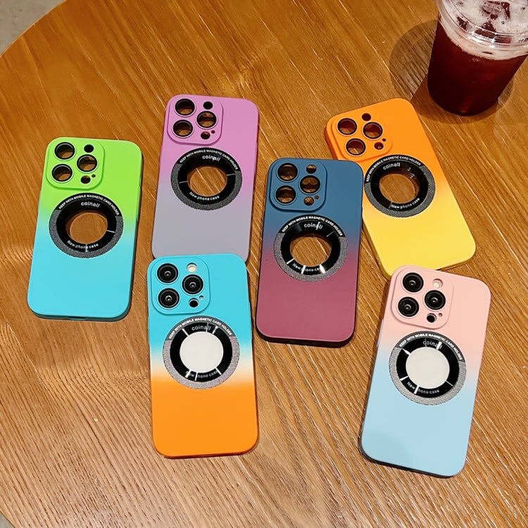 For iPhone 13 Pro Max Gradient Skin Feel MagSafe Magnetic Phone Case(Orange + Yellow) by buy2fix