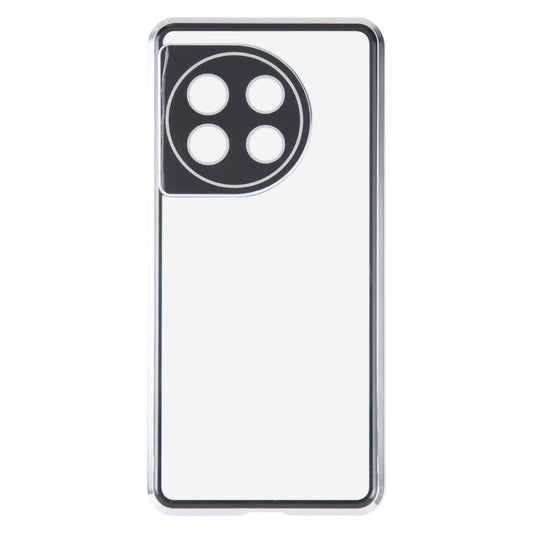 For OnePlus 11 Full Cover Magnetic Metal Tempered Glass Phone Case(Silver) by buy2fix
