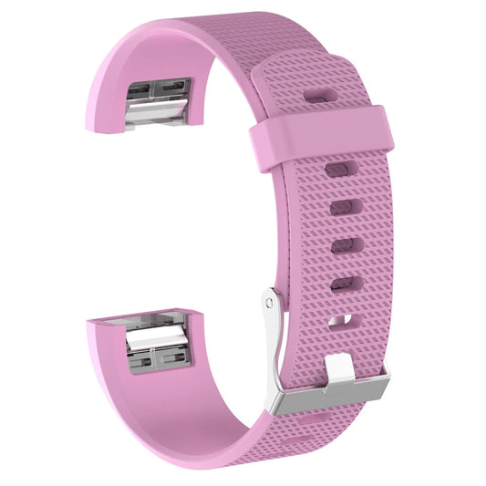 For Fitbit Charge 2 Common Texture Silicone Watch Band with Buckle, Size:L(Pink) by buy2fix
