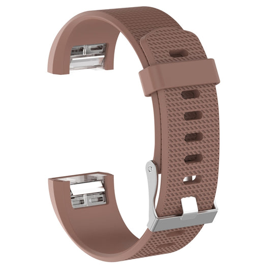 For Fitbit Charge 2 Common Texture Silicone Watch Band with Buckle, Size:L(Coffee) by buy2fix