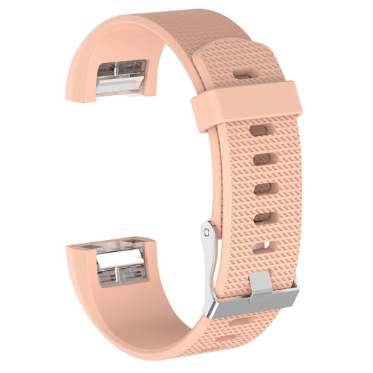 For Fitbit Charge 2 Common Texture Silicone Watch Band with Buckle, Size:L(Khaki) by buy2fix