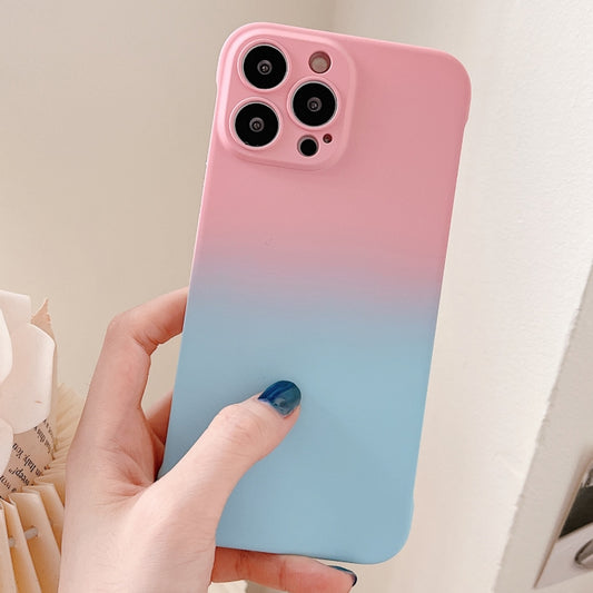 For iPhone 14 Pro Frameless Skin Feel Gradient Phone Case(Pink + Light Blue) by buy2fix