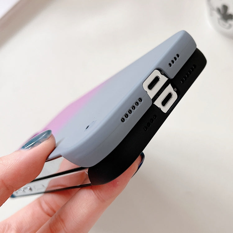 For iPhone 13 Frameless Skin Feel Gradient Phone Case(Dark Purple + Grey) by buy2fix