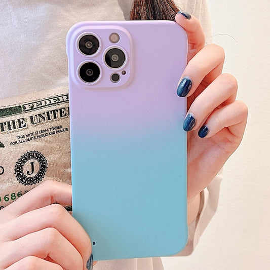 For iPhone XS / X Frameless Skin Feel Gradient Phone Case(Light Purple + Light Blue) by buy2fix