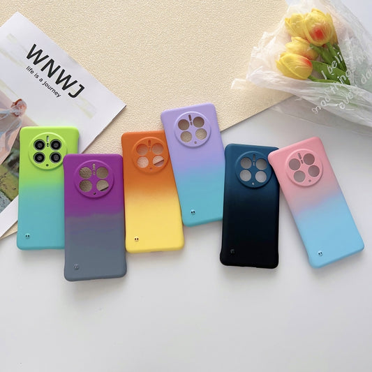 For Huawei Mate 50 Pro Frameless Skin Feel Gradient Phone Case(Orange Yellow) by buy2fix