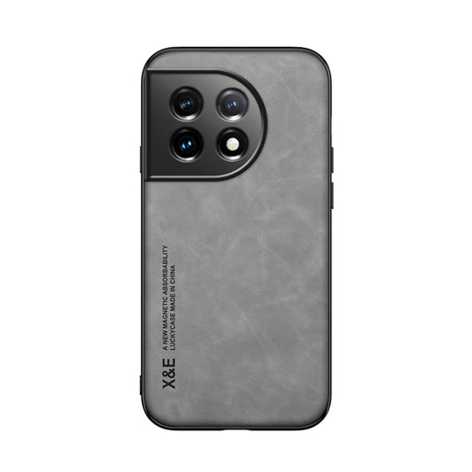 For OnePlus 11 Lamba Skin Feel Magnetic Leather Phone Case(Light Grey) by buy2fix