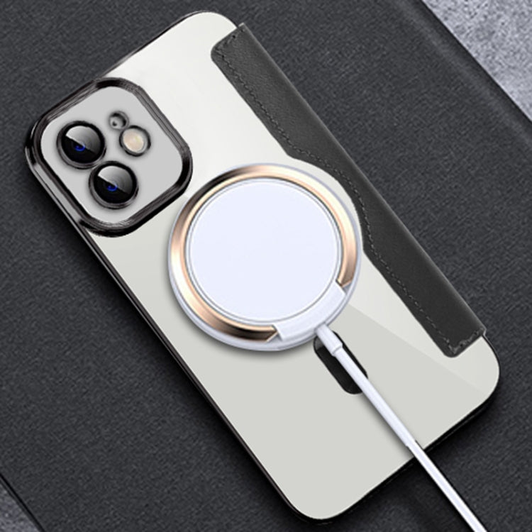 For iPhone 12 MagSafe Magnetic RFID Anti-theft Leather Phone Case(Dark Purple) by buy2fix