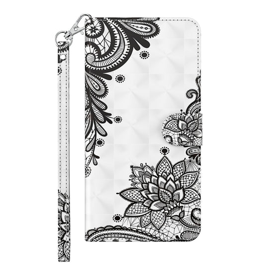 For OnePlus 11 3D Painting Pattern TPU + PU Leather Phone Case(Diagonal Black Flower) by buy2fix