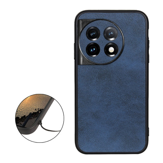 For OnePlus 11 5G Accurate Hole Two-color Calf Texture PU Phone Case(Blue) by buy2fix