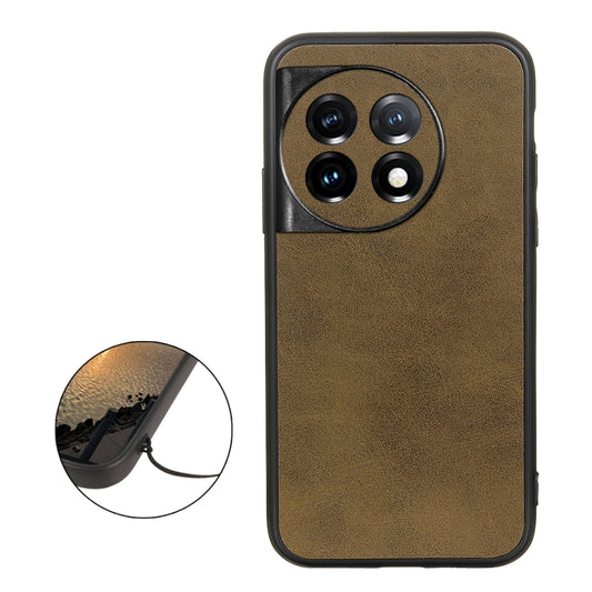 For OnePlus 11 5G Accurate Hole Two-color Calf Texture PU Phone Case(Green) by buy2fix
