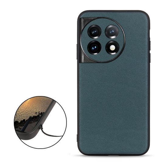 For OnePlus 11 5G Lambskin Texture Genuine Leather Phone Case(Green) by buy2fix