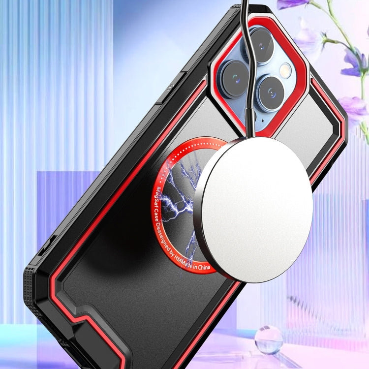 For iPhone 14 / 13 Armour Two-color MagSafe Magnetic TPU + PC Phone Case(Black + Red) by buy2fix