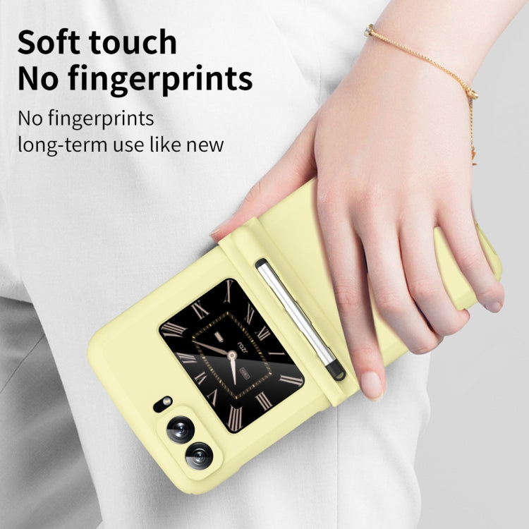 For Motorola Razr 2022 Macaron Three-piece Set Phone Case with Stylus(Yellow) by buy2fix