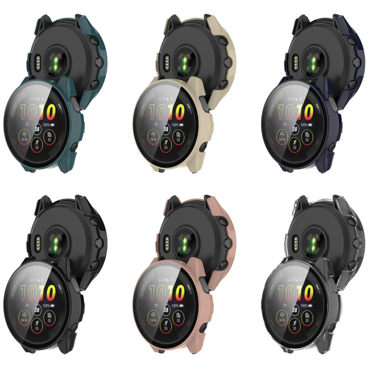 For Garmin Forerunner 265S PC + Tempered Glass Film Integrated Watch Protective Case(Black) by buy2fix