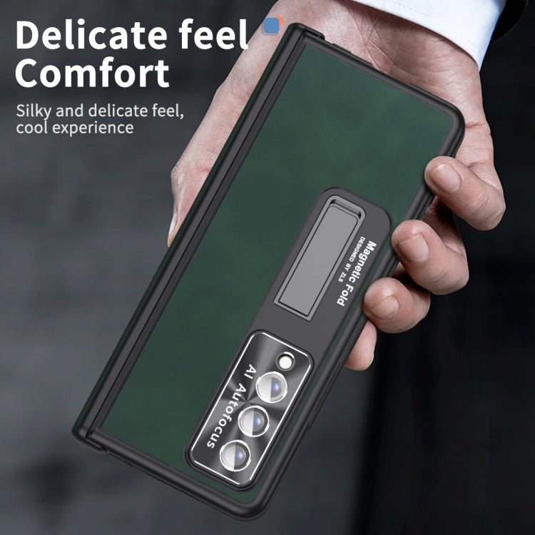 For Samsung Galaxy Z Fold3 5G Napa Pattern All-inclusive Magnetic Phone Case(Green) - Galaxy Phone Cases by buy2fix | Online Shopping UK | buy2fix