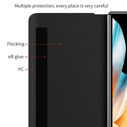 For Honor Magic Vs Side Window View Smart Lychee Texture Leather Phone Case with Pen Slot(Orange) - Honor Cases by buy2fix | Online Shopping UK | buy2fix