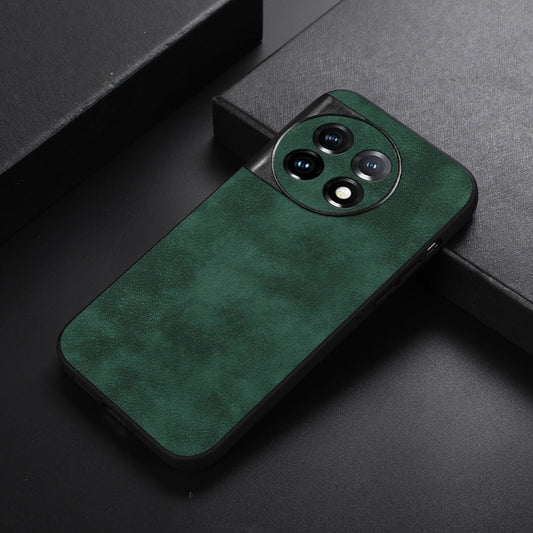 For OnePlus 11 Morocco Texture PU Phone Case(Green) by buy2fix