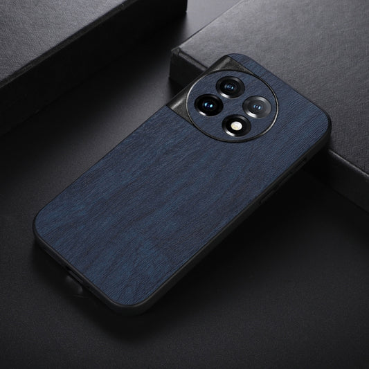 For OnePlus 11 Wood Texture PU Phone Case(Blue) by buy2fix