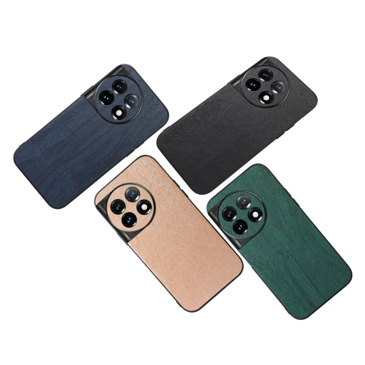 For OnePlus 11 Wood Texture PU Phone Case(Black) by buy2fix