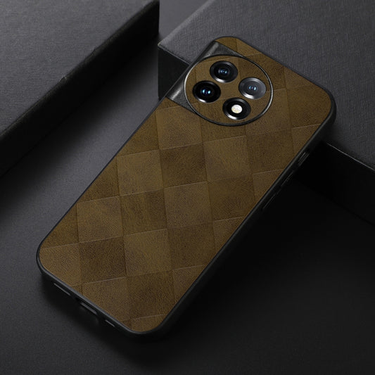 For OnePlus 11 Weave Plaid PU Phone Case(Green) by buy2fix