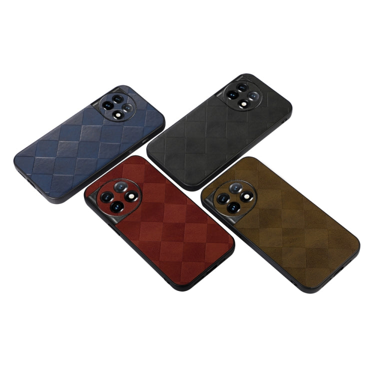 For OnePlus 11 Weave Plaid PU Phone Case(Blue) by buy2fix